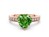 Rose gold Heart Cut Peridot Milgrain Pavé Engagement Ring with Four-Prong Setting_12