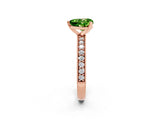 Rose gold Heart Cut Peridot Milgrain Pavé Engagement Ring with Four-Prong Setting_14
