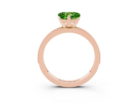 Rose gold Heart Cut Peridot Milgrain Pavé Engagement Ring with Four-Prong Setting_15