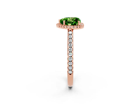 Rose gold Heart Cut Peridot Pavé Halo Ring with Four-Prong Setting_14