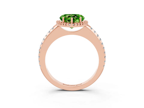 Rose gold Heart Cut Peridot Pavé Halo Ring with Four-Prong Setting_15
