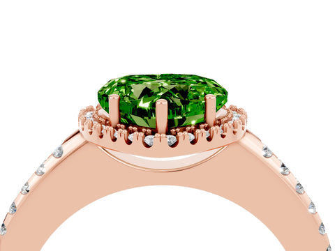 Rose gold Heart Cut Peridot Pavé Halo Ring with Four-Prong Setting_16