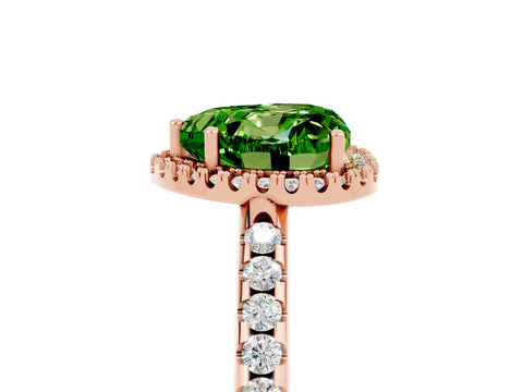 Rose gold Heart Cut Peridot Pavé Halo Ring with Four-Prong Setting_17