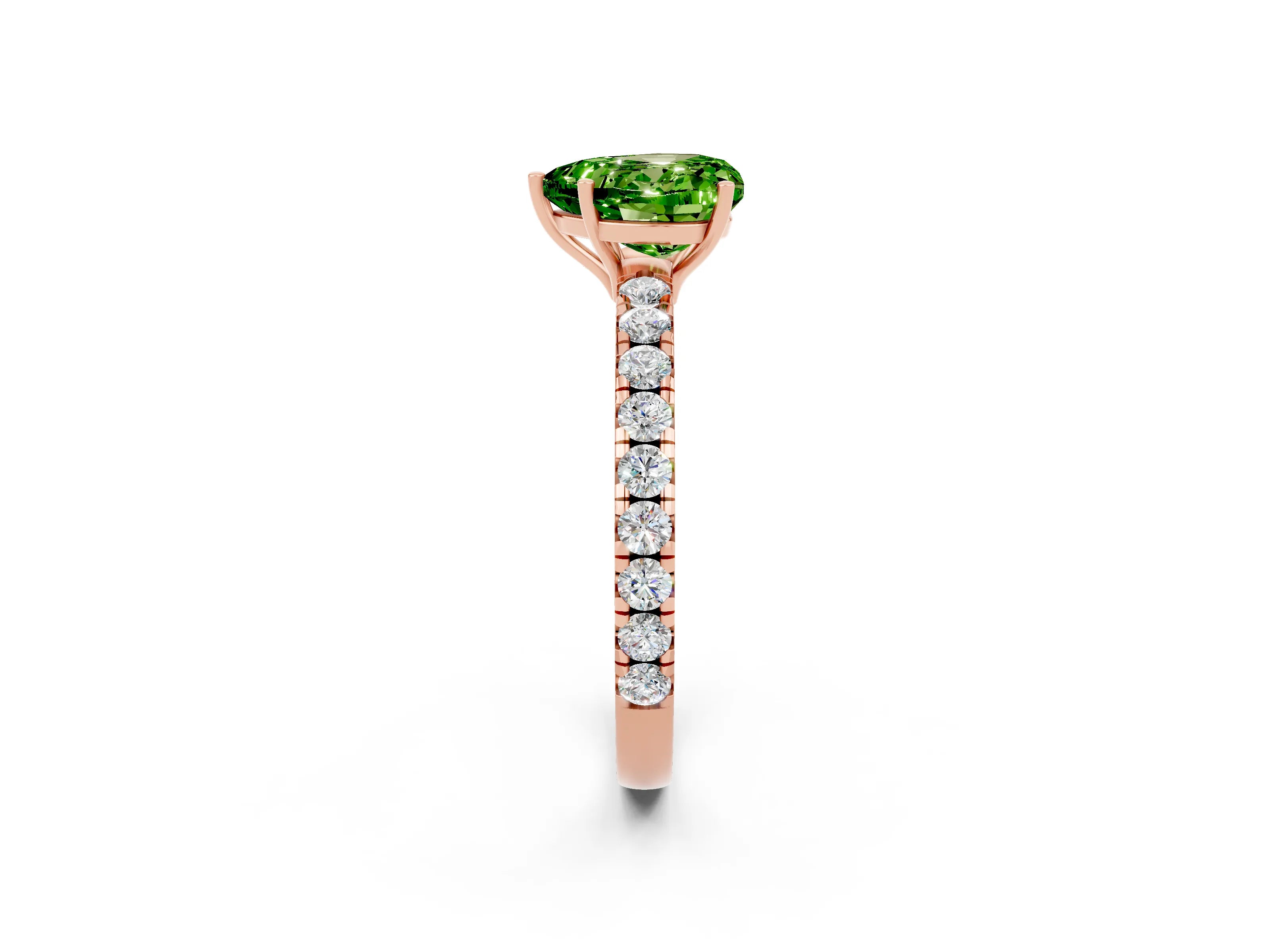 Rose gold Heart Cut Peridot Pavé Solitaire Engagement Ring with Four-Prong Setting_14