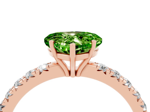Rose gold Heart Cut Peridot Pavé Solitaire Engagement Ring with Four-Prong Setting_16