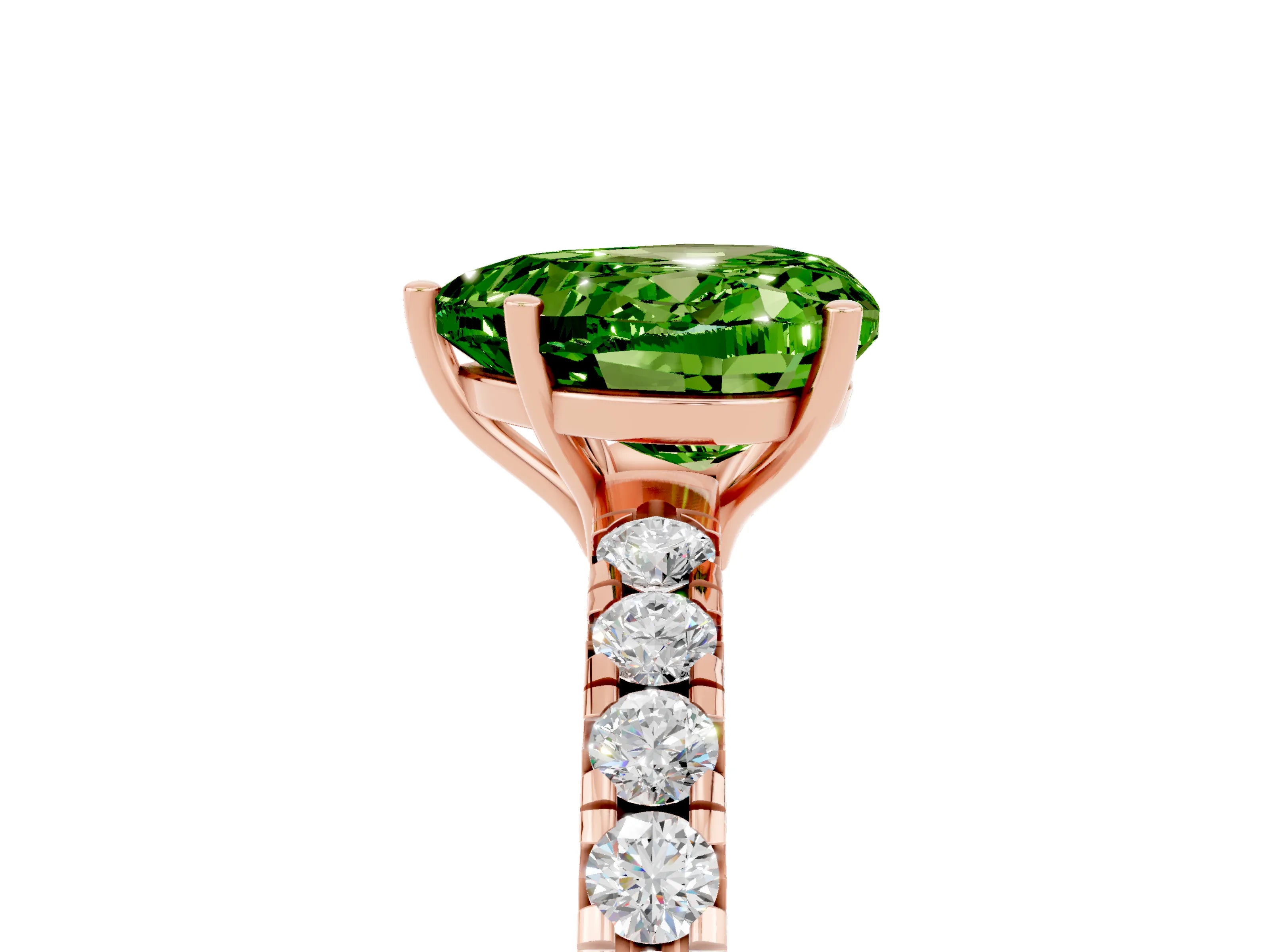 Rose gold Heart Cut Peridot Pavé Solitaire Engagement Ring with Four-Prong Setting_17
