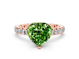 Rose gold Heart Cut Peridot Pavé Solitaire Ring with Round Band and Prong Setting_24