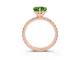 Rose gold Heart Cut Peridot Pavé Solitaire Ring with Round Band and Prong Setting_27