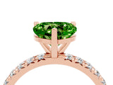 Rose gold Heart Cut Peridot Pavé Solitaire Ring with Round Band and Prong Setting_28