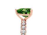 Rose gold Heart Cut Peridot Pavé Solitaire Ring with Round Band and Prong Setting_29
