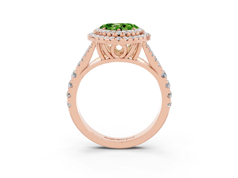 Rose gold Heart Cut Peridot Pavé Split Shank Double Halo Engagement Ring_3