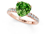 Rose gold Heart Cut Peridot Pave Band Solitaire Ring with Four-Prong Setting_25