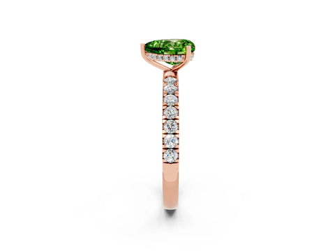 Rose gold Heart Cut Peridot Pave Band Solitaire Ring with Four-Prong Setting_26