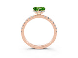 Rose gold Heart Cut Peridot Pave Band Solitaire Ring with Four-Prong Setting_27