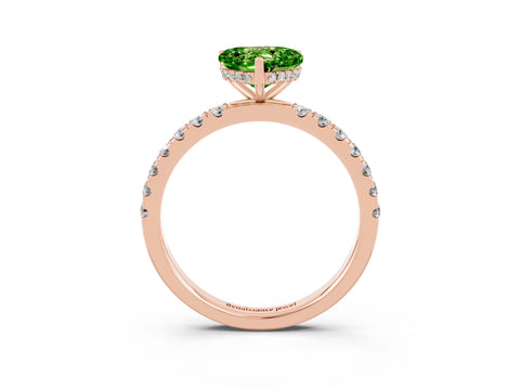 Rose gold Heart Cut Peridot Pave Band Solitaire Ring with Four-Prong Setting_27