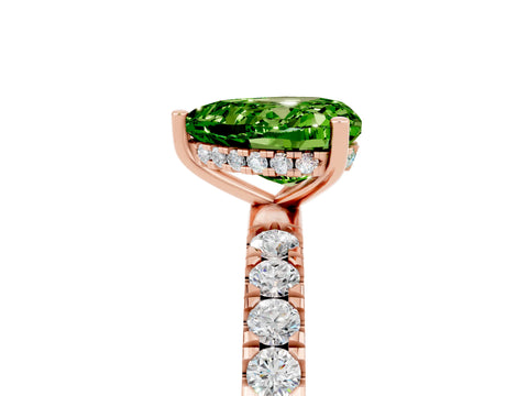 Rose gold Heart Cut Peridot Pave Band Solitaire Ring with Four-Prong Setting_29
