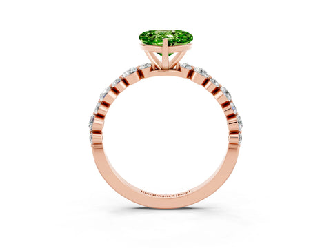 Rose gold Heart Cut Peridot Prong Set Engagement Ring with Pavé Band_3