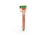 Rose gold Heart Cut Peridot Ring with Milgrain Pavé Band and Four-Prong Setting_14