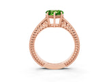 Rose gold Heart Cut Peridot Ring with Milgrain Pavé Band and Four-Prong Setting_15