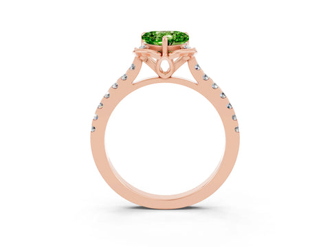 Rose gold Heart Cut Peridot Ring with Pavé Band and Floral Prong Setting_3
