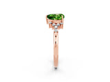 Rose gold Heart Cut Peridot Ring with Side Stones and Four-Prong Setting_38