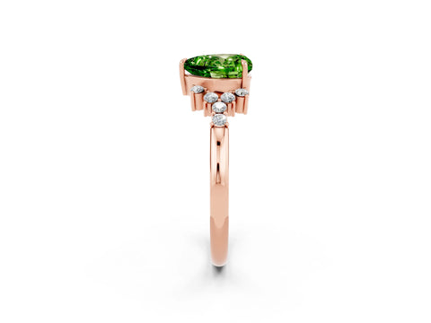 Rose gold Heart Cut Peridot Ring with Side Stones and Four-Prong Setting_38