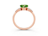 Rose gold Heart Cut Peridot Ring with Side Stones and Four-Prong Setting_39