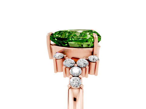 Rose gold Heart Cut Peridot Ring with Side Stones and Four-Prong Setting_41
