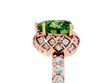 Rose gold Heart Cut Peridot Scalloped Halo Engagement Ring with Round Shared Prong Band_29