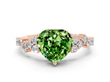 Rose gold Heart Cut Peridot Scattered Round Accent Ring with Prong Setting_12