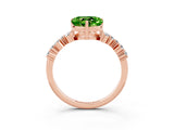 Rose gold Heart Cut Peridot Scattered Round Accent Ring with Prong Setting_15