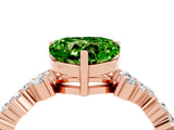 Rose gold Heart Cut Peridot Scattered Round Accent Ring with Prong Setting_16