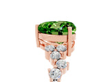 Rose gold Heart Cut Peridot Scattered Round Accent Ring with Prong Setting_17