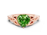 Rose gold Heart Cut Peridot Solitaire Celtic Knot Ring with Four-Prong Setting_12