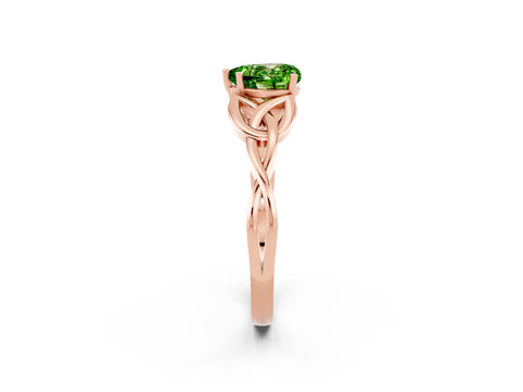 Rose gold Heart Cut Peridot Solitaire Celtic Knot Ring with Four-Prong Setting_14