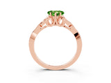 Rose gold Heart Cut Peridot Solitaire Celtic Knot Ring with Four-Prong Setting_15