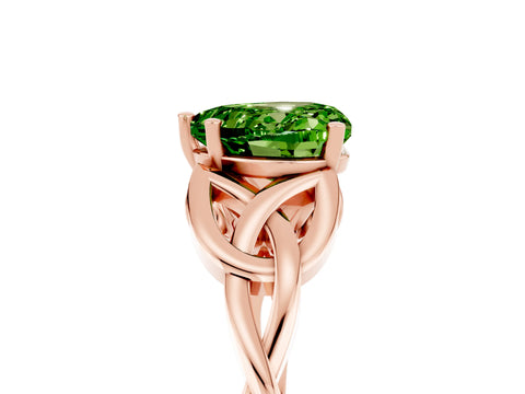Rose gold Heart Cut Peridot Solitaire Celtic Knot Ring with Four-Prong Setting_17