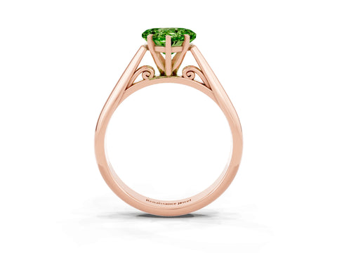 Rose gold Heart Cut Peridot Solitaire Engagement Ring with Cathedral Setting and Four-Prong Mount_15