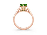 Rose gold Heart Cut Peridot Solitaire Engagement Ring with Cathedral Setting and Four-Prong Mount_27