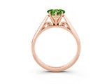 Rose gold Heart Cut Peridot Solitaire Engagement Ring with Cathedral Setting and Four-Prong Mount_33