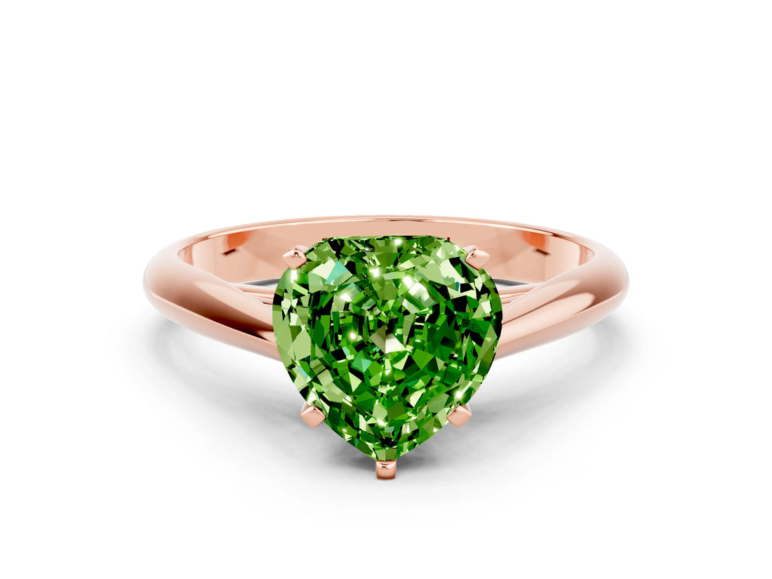Rose gold Heart Cut Peridot Solitaire Engagement Ring with Cathedral Setting and Four-Prong Mount_66