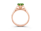 Rose gold Heart Cut Peridot Solitaire Engagement Ring with Cathedral Setting and Four-Prong Mount_69
