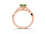 Rose gold Heart Cut Peridot Solitaire Engagement Ring with Celtic Knot Band and Four-Prong Setting_3