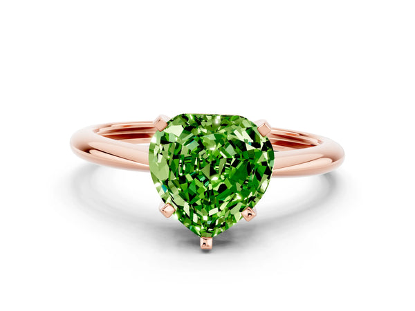 Rose gold Heart Cut Peridot Solitaire Engagement Ring with Classic Band and Four-Prong Setting