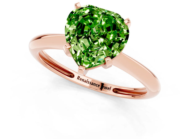 Rose gold Heart Cut Peridot Solitaire Engagement Ring with Classic Band and Four-Prong Setting
