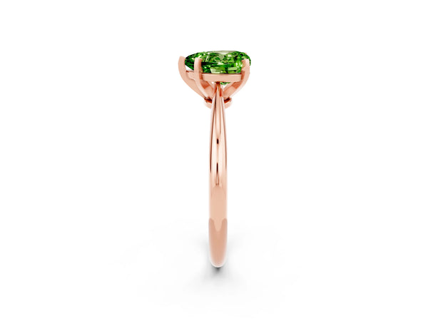 Rose gold Heart Cut Peridot Solitaire Engagement Ring with Classic Band and Four-Prong Setting