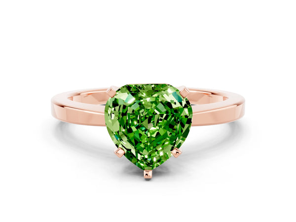 Rose gold Heart Cut Peridot Solitaire Engagement Ring with Classic Band and Four-Prong Setting