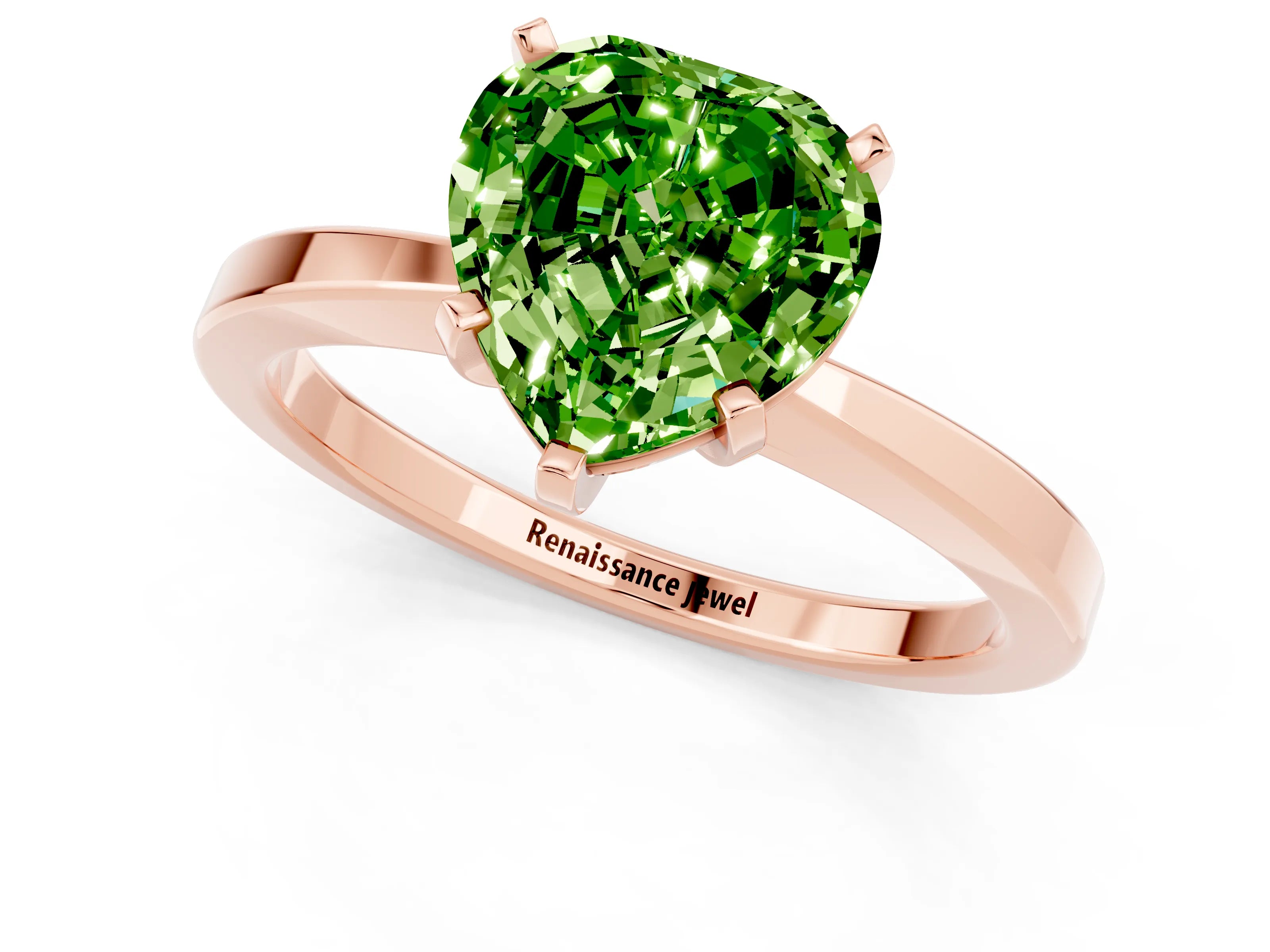 Rose gold Heart Cut Peridot Solitaire Engagement Ring with Classic Band and Four-Prong Setting_25