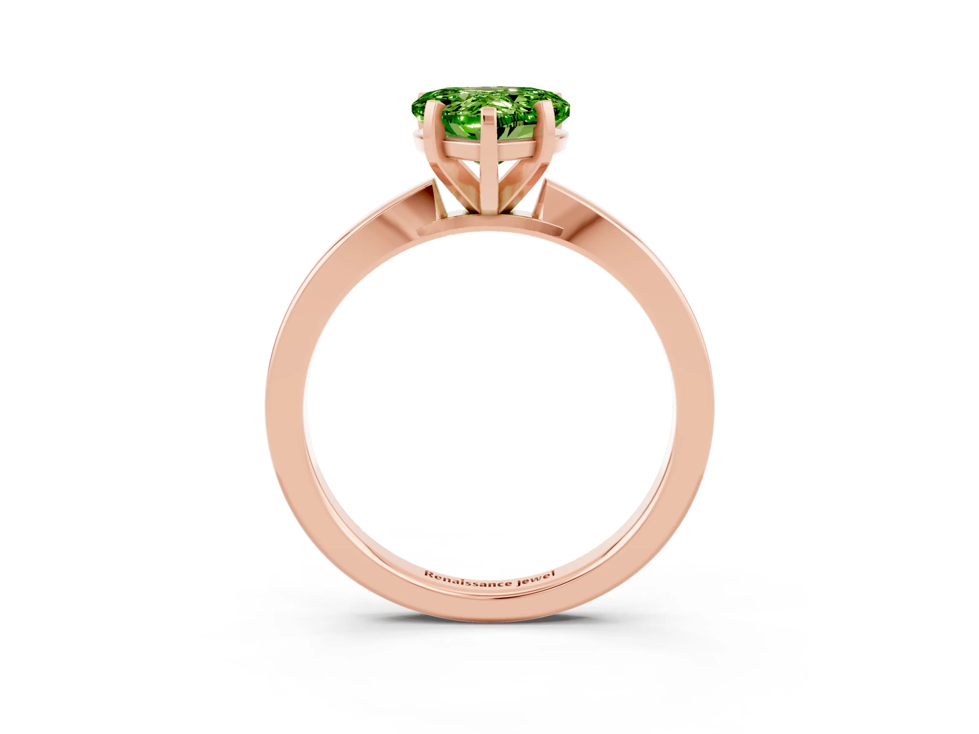 Rose gold Heart Cut Peridot Solitaire Engagement Ring with Classic Band and Four-Prong Setting_27