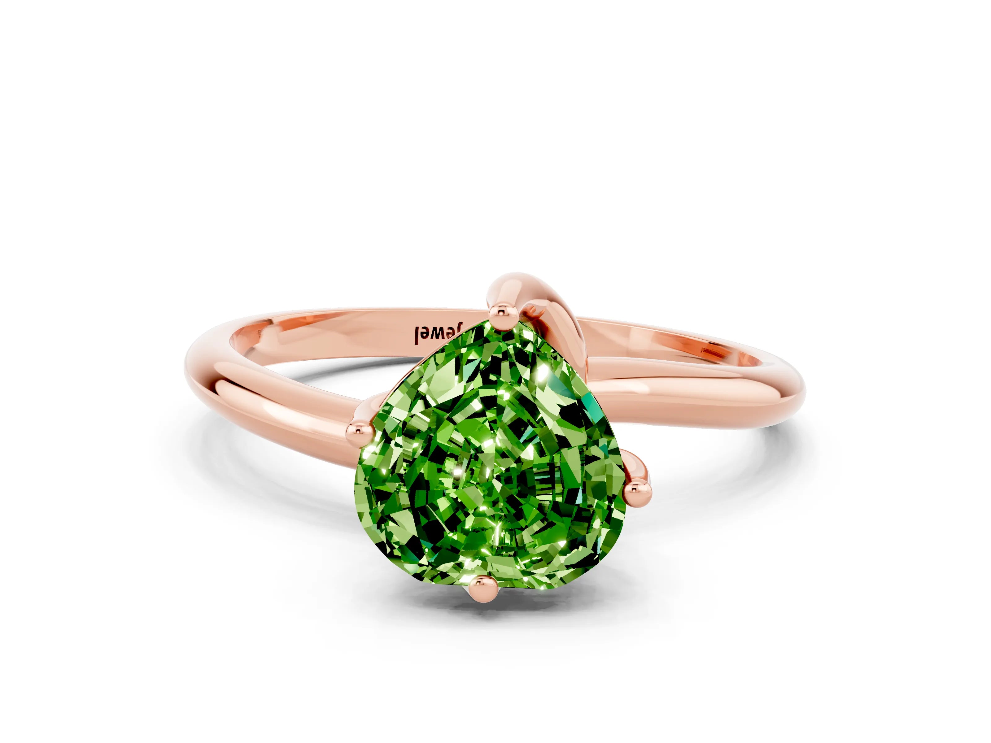 Rose gold Heart Cut Peridot Solitaire Engagement Ring with Four-Prong Setting and Classic Band_12